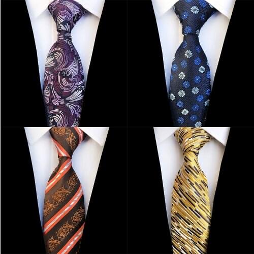 Ricnais New Design Floral Paisley Silk Tie for Men Striped Blue Green Necktie for Wedding Fashion Gradient 8cm Tie Suit Party