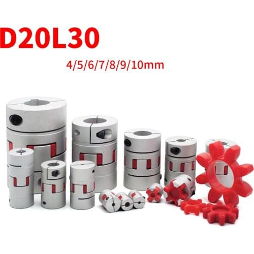 1PC D20L30 Aperture 4-10mm Flexible plum clamp coupler shaft size CNC Jaw shaft coupling