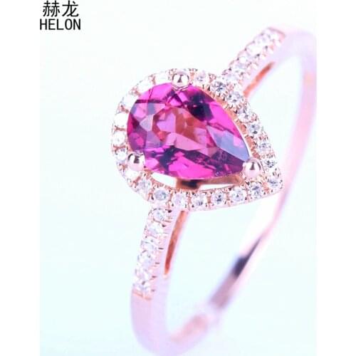 7X5mmPear Cut Tourmaline Ring Solid 10k Rose Gold Tourmaline & Fine Natural Diamonds Engagement Wedding Ring Fine Jewelry