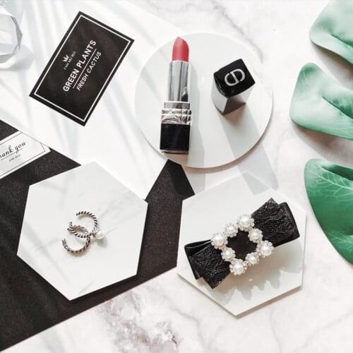 Ins Imitation Marble Mat Black White Round Hexagon Coaster Pvc Photo Photography Props Decoration Photography Background