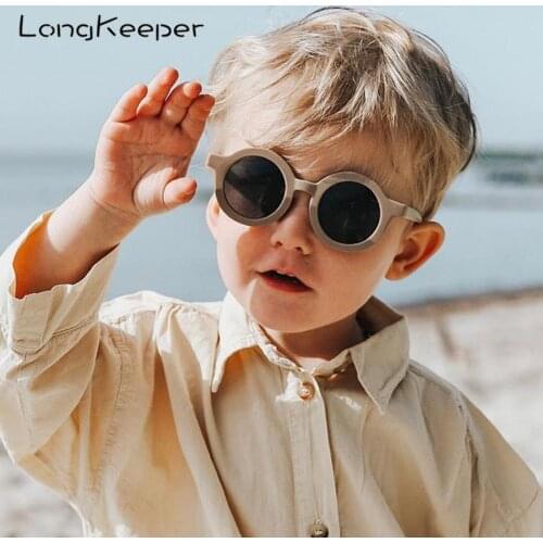 LongKeeper Fashion Round Kids Sunglasses Boys Girls Plastic Frame Sun Glasses Shades Children Vintage Eyewear UV400 Gafas De Sol