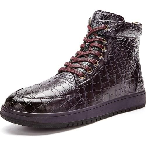 Crocodile Skin Men Casual Shoes Male New Fashion Lace-up Footwear Comfy Outdoor Walk Men Shoes 2020 Brand Office Shoes Man