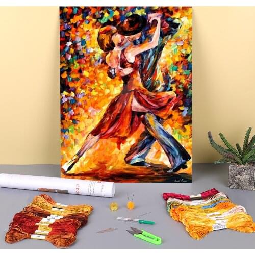 In The Rhythm Tango Printed Water-Soluble Canvas 11CT Cross-Stitch Embroidery Set DMC Threads Needlework Handiwork Sales