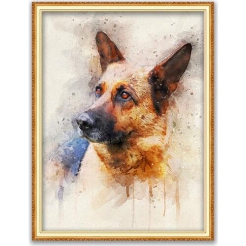 Animal German Shepherd DIY Cross Stitch Embroidery 11CT Kits Craft Needlework Set Cotton Thread Printed Canvas Home Decoration