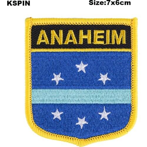 Anaheim Shield Shape Flag patches embroidered flag patches national flag patches for Cothing DIY Decoration