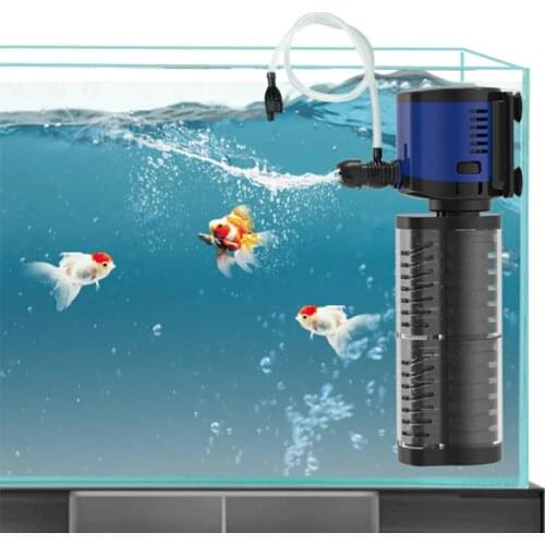 Newest Aquarium Filter Pump Double Filtration Sponge, fish tank Submersible 2layers filter pump, create Air & Water Spray Nozzle