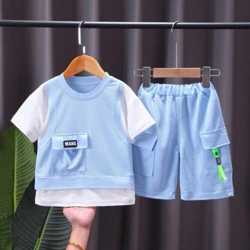 2021 Baby New Summer Sport Clothing Children Boy Girls Cartoon T Shirt Shorts 2Pcs/Set Kids Infant Clothes Toddler Cacual Suit