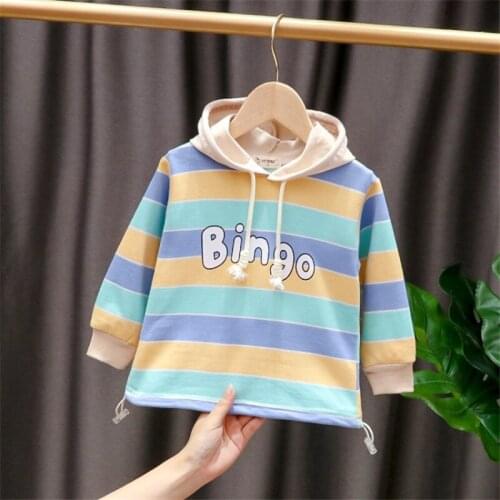 New Fashion Kids Long Sleeves Clothes Girls Autumn Winter Tops Children Letter Striped Splicing Casual Sport Hooded Outfits 1-3Y