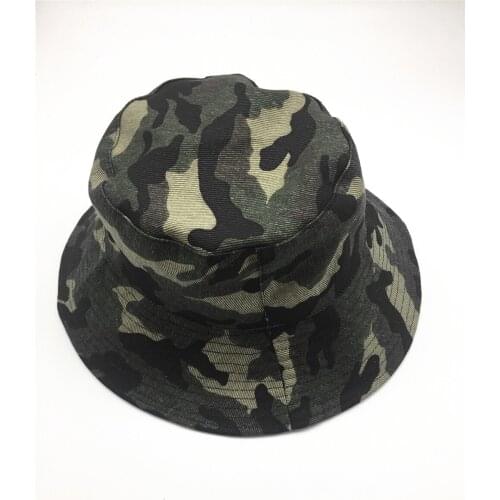 Women Men Camouflage Print Bucket Hat Unisex Washed Cotton Camo Fisherman Hat with Ajustable Band Sun Prevent Hats Double Layers