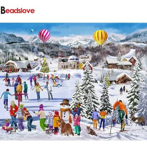 FULL Mosaic Pattern 5D DIY Diamond art Embroidery home decoration snow lanscape diamond painting cross stitch New Year gift