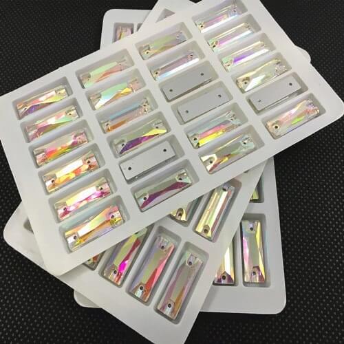 3255 Cosmic Baguette Sew On Glass Stones Crystal AB Color 6x18mm,7x21mm,8x24mm,9x27mm,5x15mm Rectangle Sewing Crystals