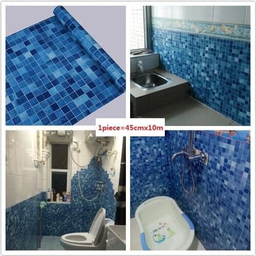 Thick 45cmx10m Kitchen Bathroom Toilet Self Adhesive Mosaic Wallpaper Waterproof Oil Proof Stickers Tiles Renovate Wall Sticker