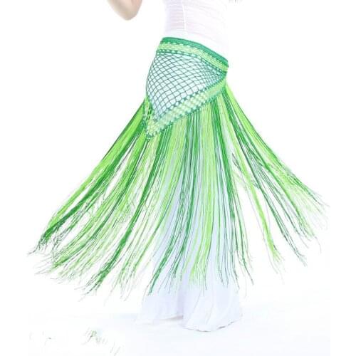 Sexy hip scarf mixed two color belt belly dance Argentina style long fishnet tassels bellydance hip scarf