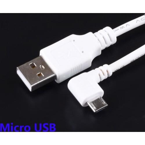 DC Power Plug USB Convert To Micro USB L Shape White Right Angle Jack With Cord Connector Cable