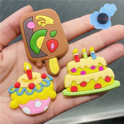 Big 1pcs Yummy Birthday Cake PVC Shoes Accessories Garden Shoe Decorations Fit Croc Jibz Charm Adult Party Presents