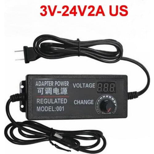 1pcs Adjustable AC To DC 3V-24V 2A Universal Power Adapter Supply Display Screen Power Switching Charger Adatper US plug