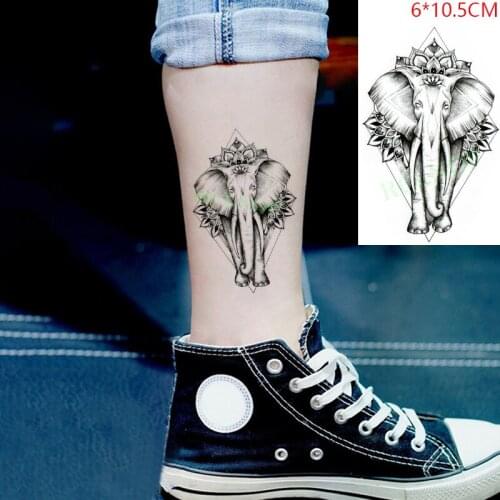 Waterproof Temporary Tattoo Sticker Lotus Elephant Big Animal Flower Body Art Flash Tattoo Fake Tattoo for Women Men