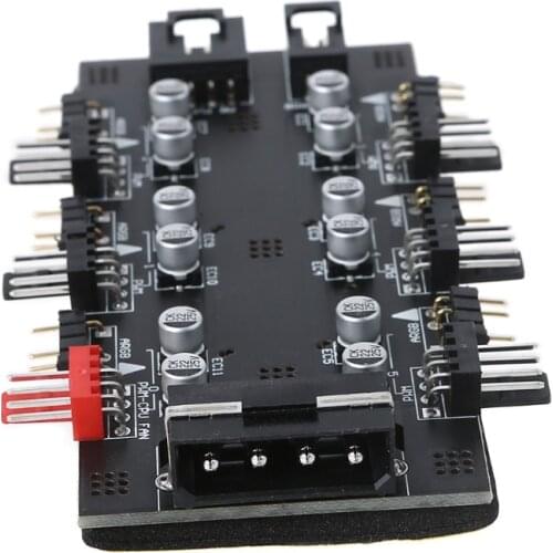 High Quality PWM Fan ARGB LED 2 In 1 Hub Remote Control 1 To 8 Splitter RGB SATA 4PIN PWM Cooling Fan Adapter AURA ARGB Hub