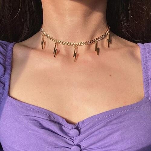 YADA Retro Alloy gold color Lightning shape Presents&Necklace For women Chain Necklaces Statement Lightning Necklace SE200053