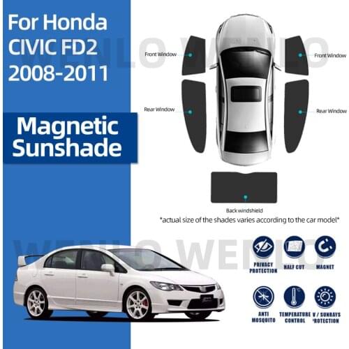 For Honda CIVIC FD2 Type-R 2008-2011 Special Curtain Easy Installment Sunshades Block UV Sun Screens Foldable Nylon Sunshields