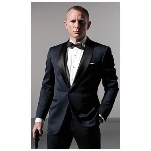 Western groom tuxedos Custom Made Dark Blue Tuxedo Inspired By Suit Worn Wedding Suit For Men Groom/Bridegroom men tuxedos