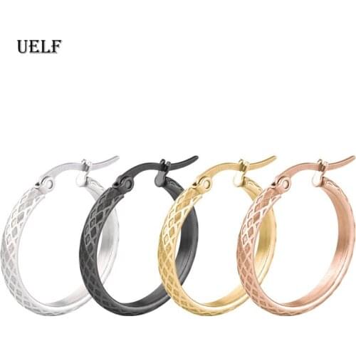 Uelf 2019 New Stainless Metal Earrings For Women Gold Hoop Earrings Hip Hop Fashion Round Circle Earrings