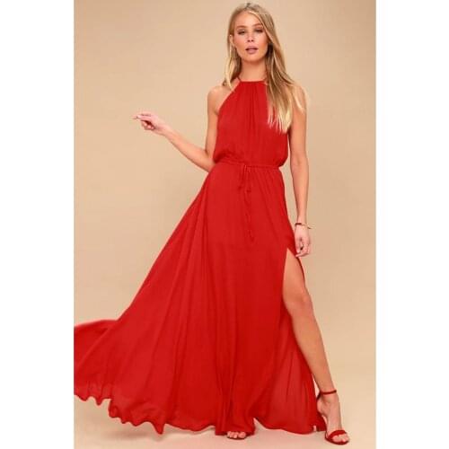 Summer dress 2019 halter chiffon long bodycon dress Women backless maxi party dresses vestidos Sexy split beach dress plus size