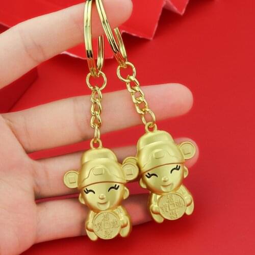 Gold Mammon keychain the god of fortune Chinese key chain key holder the god of wealth keychain portachiavi llaveros bag charm