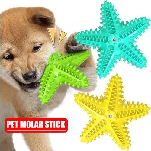Pet Molar Toy Dog Toothbrush Starfishes Shape Squeaky Pets Outdoor Training Puzzle Dog Toys Teeth Cleaning Dropship