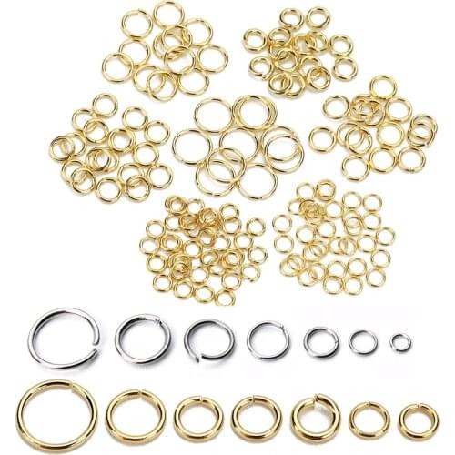100pcs 3 4 5 6 7 8 10mm Stainless Steel Open Jump Rings Split Rings Connectors For DIY Jewelry Finding Making Accessories Gold