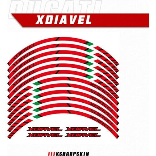 12 Strips New Sale Reflective Motorcycle decals Wheels Rim Motorbike Moto Stickers decoration Styling For DUCATI XDIAVEL