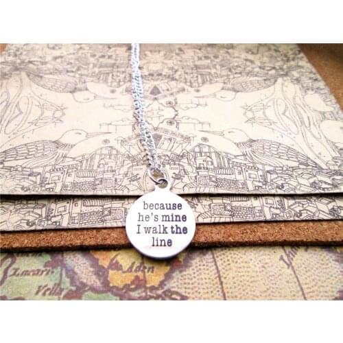3pcs/lot Fashion stainless steel necklace "because hes mine I walk the line" Pendant necklace Gift more style for choosing