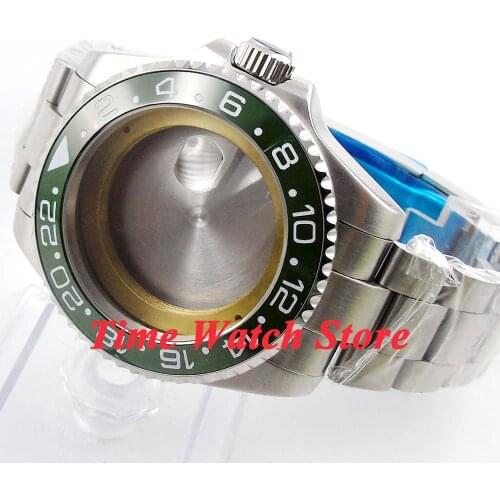 43mm Sapphire glass green ceramic bezel watch case with bracelet fit Miyota 8215 ETA 2836 movement 55