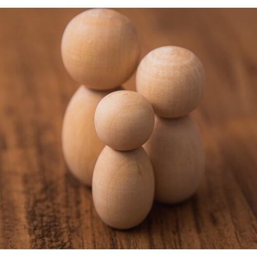 5pcs 60mm,70mm,80mm Wooden Peg Dolls Toys Handmade DIY Natural Unfinished Wooden Paint Toys Painting Graffiti Wooden Peg Dolls