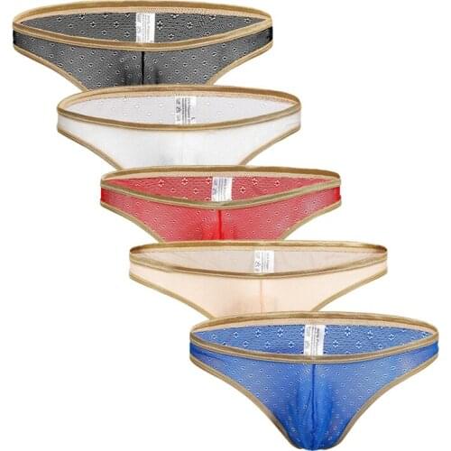 5PCS/Lot Breathable Penis Pouch See Through Mesh Briefs Mens Briefs Thongs Underwear Sexy Gay Transparent Sexy Underwear Briefs