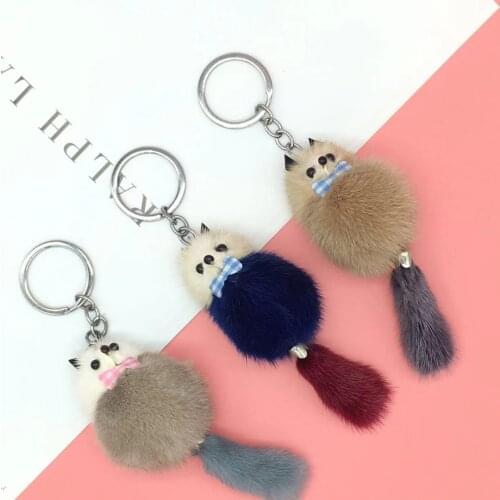 Mink Little Fox Lady Cute Fur Mink Fur Bag Pendant Accessories Car Keychain Accessories