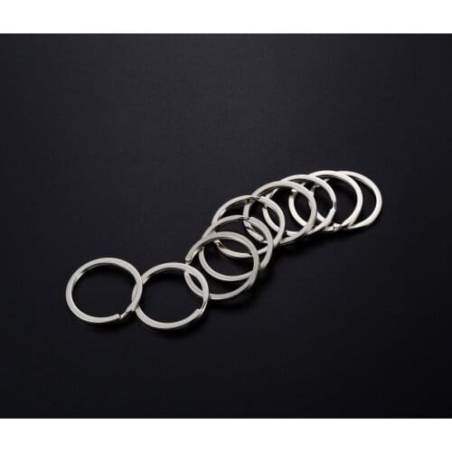 10Pcs/lot 25 28 30 32mm Stainless Steel Never Fade Flat Round Blank Split Key Ring Holder for DIY Keychain Jewelry Making Crafts