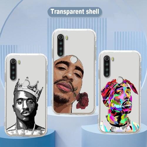 Rapper 2pac singer Phone Case Transparent For Xiaomi Redmi Note 7 7A 8 8T 9 9A 9S 10 K30 Pro Ultra transparent art hoesjes
