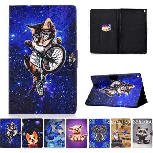 Cute Cat Case For Amazon Kindle Fire HD 10 2017 2015 Cover For Fire HD10 5th 7th Funda Tablet Silicone PU Leather Stand Capa