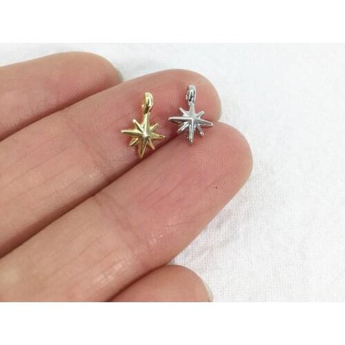 Eruifa 20pcs 6mm Mini Star Zinc Alloy Jewelry DIY Charms Pendant Necklace, Earring Bracelet 2 Colors