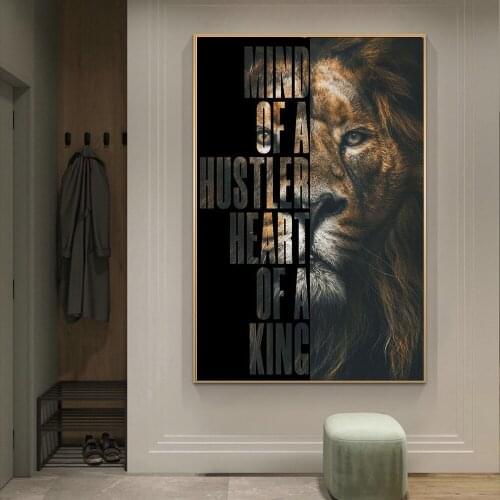 Wild Lion Letter Motivational Quote Art Canvas Painting Posters and Prints Cuadros Wall Pictures for Living Room Home Decoration
