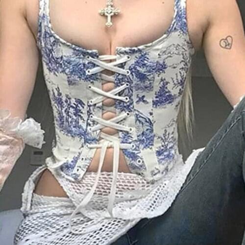 Europe American Style Corset Tank Top Women Slimming Waist Goth Dark Aesthetic Harajuku Bustiers Curve Shaper Streetwear