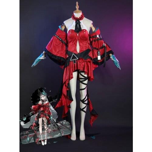 Arknights Skadi The Corrupting Heart Cosplay Costume Suit Red Dress Outfits For Women Halloween Carnival