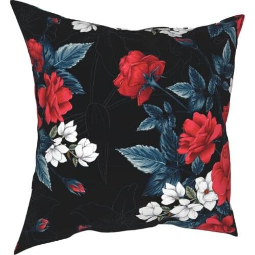 Red Rose Flowers Pillowcase Soft Polyester Cushion Cover Decorative Pillow Case Cover Home Square 18