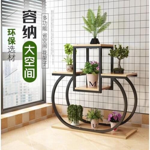 Creative flower racks, wrought iron indoor balcony, floating windowsill, multi-layer modeling, green flower pots, living room fl