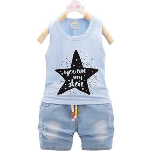 Summer Fashion Baby Boys Girls Clothing Sets Children Vest Shorts 2Pcs/Sets Kid Cotton Clothes Star Pattern Toddler Tracksuits
