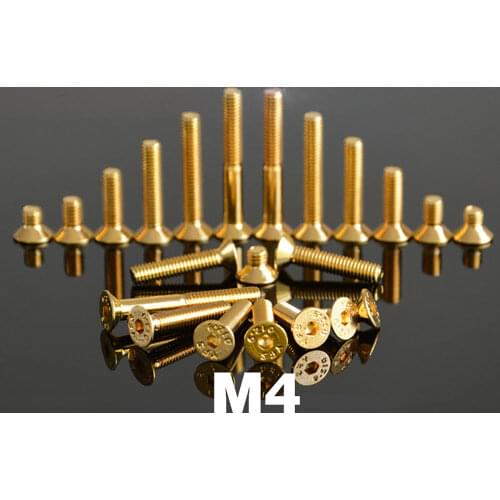 M4 Golden 12.9 Grade Alloy Steel Hex Socket Flat Head Screw DIN7991 For DIY Car Model
