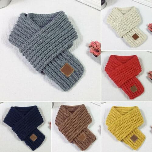 Fashion Winter Knit Scarf Kids Warm Scarves Baby Boys Girls Solid Soft Scarf Collar Children Stretchy Neck Wrap 110cm