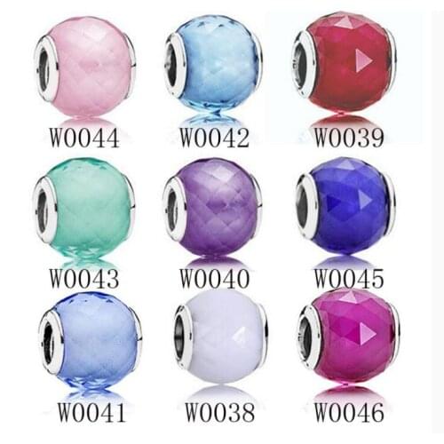 2019 new Fine jewelry Beads Fit Original Sterling Silver Bracelet New Round Cut Glass Bead Bead Round Bead Multicolor