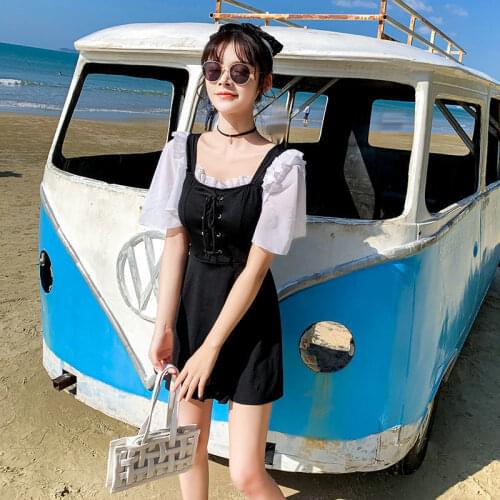 2021 New Korean One Piece Swimsuit Sexy Swimwear Women Monokini Swimsuit Bodysuit Bathing Suit Beachwear Swimskirt